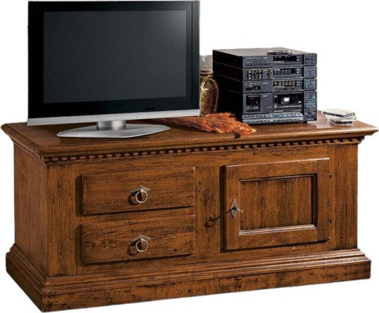 MOBILI-2G---Porta-tv-in-legno-classico-2-cassetti-1-porta-tinta-noce-141x50X60