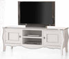 MOBILI-2G---PORTA-TV-IN-LEGNO-SHABBY-BIANCO/FOGLIA-ARGENTO-160X50X61