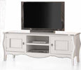 MOBILI-2G---PORTA-TV-IN-LEGNO-SHABBY-BIANCO/FOGLIA-ARGENTO-160X50X61