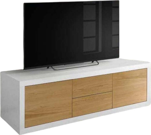 MOBILI-2G---PORTA-TV-ROVERE-NATURALE/LACCATO-BIANCO-170X45