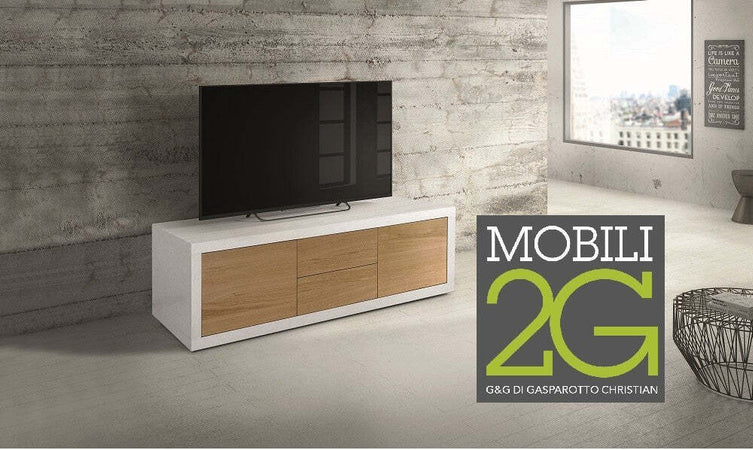 MOBILI-2G---PORTA-TV-ROVERE-NATURALE/LACCATO-BIANCO-170X45