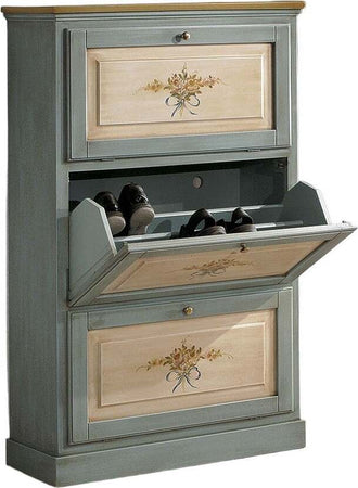 MOBILI-2G---SCARPIERA-3-ANTE-IN-LEGNO-MASSELLO-AZZURRO/OCRA-L.80-x-P.30-H.130