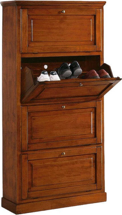 MOBILI-2G---SCARPIERA-4-ANTE-IN-LEGNO-MASSELLO-TINTA-NOCE-L.80-x-P.30-H.170