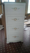 MOBILI-2G---SCARPIERA-4-ANTE-LACCATO-BIANCO-CON-DECORAZIONI-E-PROFILI-VERDI-MISURE-L.79-P.30-H.170