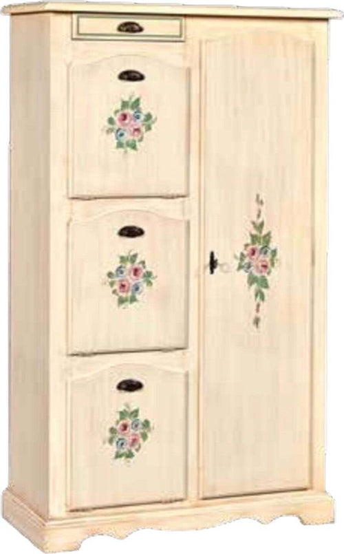 MOBILI-2G---SCARPIERA-CON-VANO-MULTIUSO-FINITURA-LACCATO-AVORIO-PENNELLATO-CON-DECORI-L.94-P.43-H.155