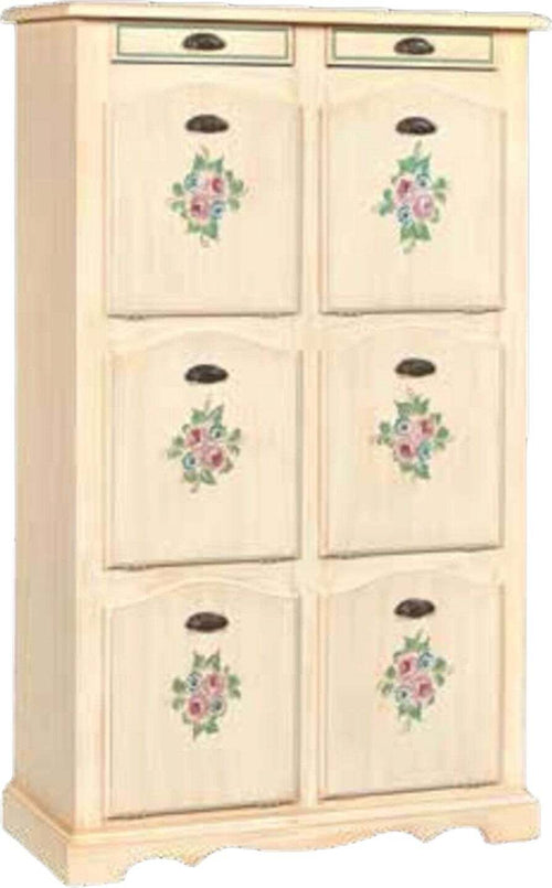 MOBILI-2G---SCARPIERA-DOPPIA-FINITURA-LACCATO-AVORIO-PENNELLATO-CON-DECORI-L.94-P.43-H.155