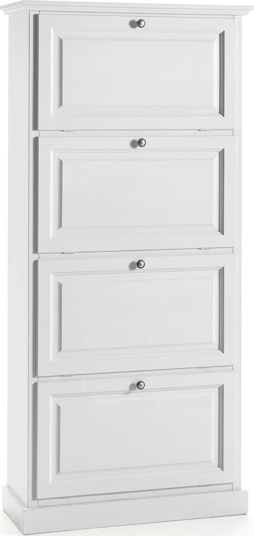 MOBILI-2G---SCARPIERA-LACCATO-BIANCO-FUMO-4-RIBALTE-DOPPIE(CONTIENE-24-PAIA-DI-SCARPE)MISURE-L.80-P.30-H.170