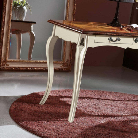 MOBILI-2G---Scrivania-2-cassetti-legno-bianco-bicolore-shabby-120X60x77