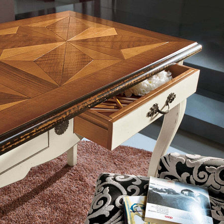 MOBILI-2G---Scrivania-2-cassetti-legno-bianco-bicolore-shabby-120X60x77