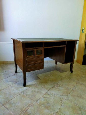 MOBILI-2G---SCRIVANIA-4-CASSETTI-IN-LEGNO-ARTE-POVERA-TINTA-NOCE-130x74x81