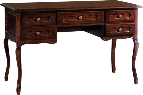 MOBILI-2G---SCRIVANIA-5-CASSETTI-IN-LEGNO-TINTA-NOCE-LEGNO-ARTE-POVERA-L.130-P.60-H.79