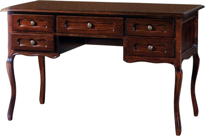 MOBILI-2G---SCRIVANIA-5-CASSETTI-IN-LEGNO-TINTA-NOCE-LEGNO-ARTE-POVERA-L.130-P.60-H.79