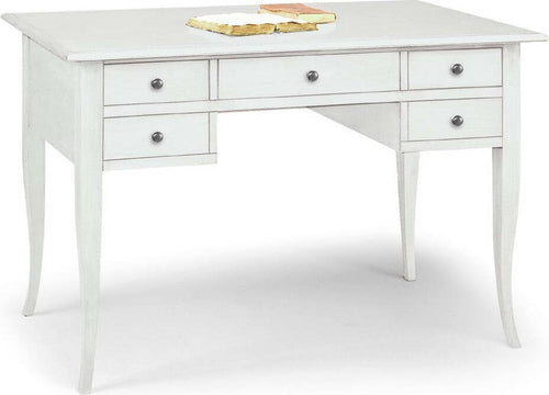 MOBILI-2G---SCRIVANIA-ARTE-POVERA-5-CASSETTI-LEGNO-BIANCO-105x56x81