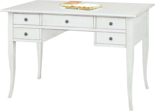 MOBILI-2G---SCRIVANIA-ARTE-POVERA-5-CASSETTI-LEGNO-BIANCO-130x65x81