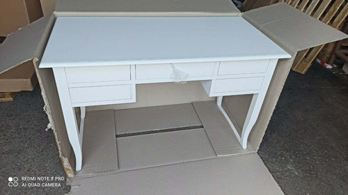 MOBILI-2G---SCRIVANIA-ARTE-POVERA-5-CASSETTI-LEGNO-BIANCO-150x65x81