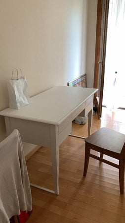 MOBILI-2G---SCRIVANIA-ARTE-POVERA-5-CASSETTI-LEGNO-BIANCO-150x65x81