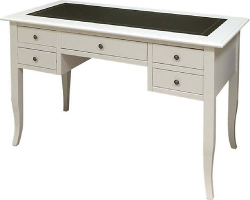 MOBILI-2G---SCRIVANIA-ARTE-POVERA-LEGNO-BIANCO-INSERTO-ECOPELLE-130X65x81