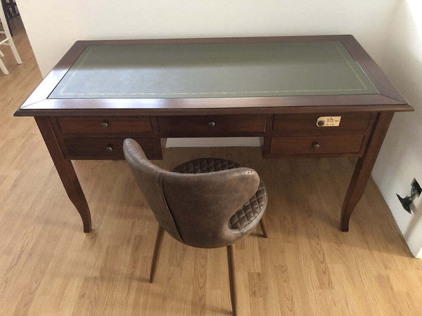 MOBILI-2G---SCRIVANIA-ARTE-POVERA-PIANO-PELLE-LEGNO-TINTA-NOCE-150x75x81