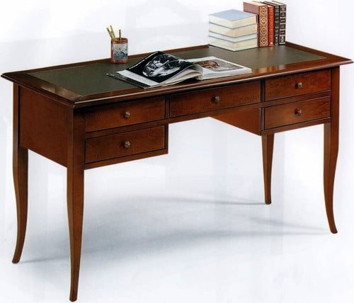 MOBILI-2G---SCRIVANIA-ARTE-POVERA-PIANO-PELLE-LEGNO-TINTA-NOCE-150x75x81