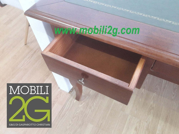 MOBILI-2G---SCRIVANIA-ARTE-POVERA-PIANO-PELLE-LEGNO-TINTA-NOCE-150x75x81