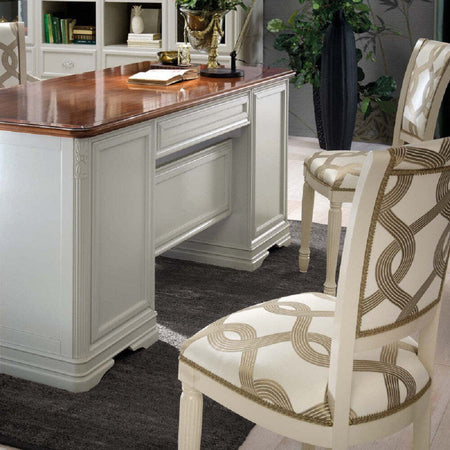 MOBILI-2G---SCRIVANIA-CLASSICA-10-CASSETTI-IN-LEGNO-BIANCO/NOCE-180X85X82