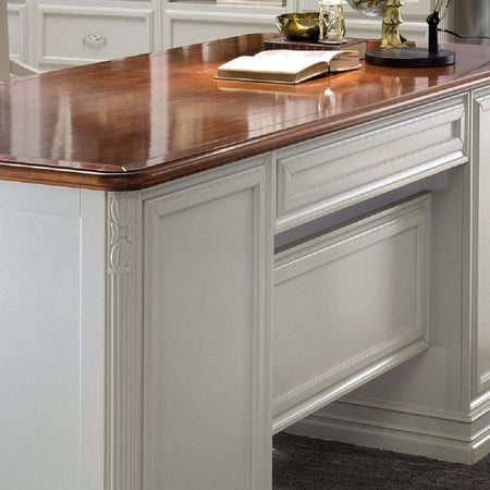 MOBILI-2G---SCRIVANIA-CLASSICA-10-CASSETTI-IN-LEGNO-BIANCO/NOCE-180X85X82