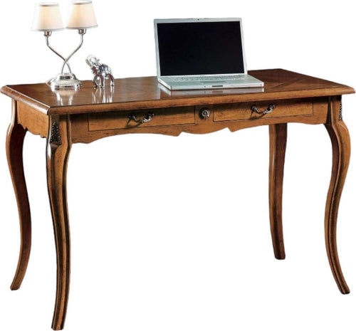 MOBILI-2G---SCRIVANIA-CLASSICA-2-CASSETTI-INTARSIO-LEGNO-BASSANO-120X60x80