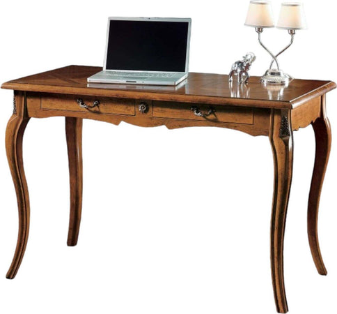 MOBILI-2G---SCRIVANIA-CLASSICA-2-CASSETTI-INTARSIO-LEGNO-BASSANO-120X60x80