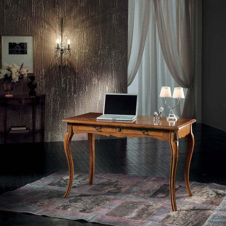 MOBILI-2G---SCRIVANIA-CLASSICA-2-CASSETTI-INTARSIO-LEGNO-BASSANO-120X60x80