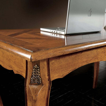 MOBILI-2G---SCRIVANIA-CLASSICA-2-CASSETTI-INTARSIO-LEGNO-BASSANO-120X60x80
