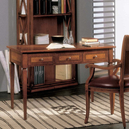 MOBILI-2G---SCRIVANIA-CLASSICA-3-CASSETTI-2-TIRETTI-LEGNO-BASSANO-120X70x80
