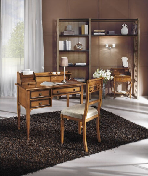 MOBILI-2G---SCRIVANIA-CLASSICA-3-CASSETTI-ALZATA-PORTA-LETTERE-LEGNO-106X58x99