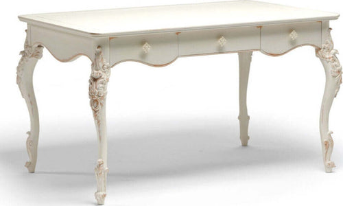 MOBILI-2G---SCRIVANIA-CLASSICA-3-CASSETTI-IN-LEGNO-BIANCO-141X91X81