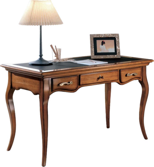 MOBILI-2G---SCRIVANIA-CLASSICA-3-CASSETTI-LEGNO/PELLE-BASSANO-130X70x78