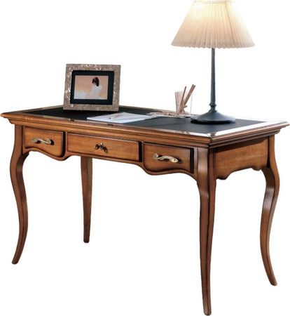 MOBILI-2G---SCRIVANIA-CLASSICA-3-CASSETTI-LEGNO/PELLE-BASSANO-130X70x78