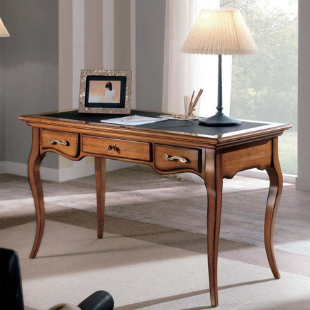 MOBILI-2G---SCRIVANIA-CLASSICA-3-CASSETTI-LEGNO/PELLE-BASSANO-130X70x78
