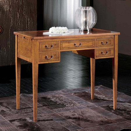 MOBILI-2G---SCRIVANIA-CLASSICA-5-CASSETTI-E-TIRETTI-LEGNO-97X54x80