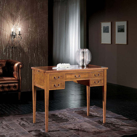 MOBILI-2G---SCRIVANIA-CLASSICA-5-CASSETTI-E-TIRETTI-LEGNO-97X54x80