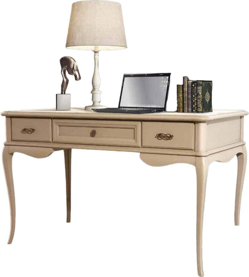 MOBILI-2G---SCRIVANIA-CLASSICA-IN-LEGNO-3-CASSETTI-CREMA-130x70x80