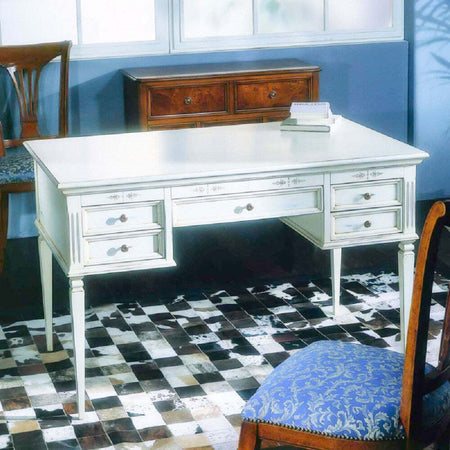 MOBILI-2G---SCRIVANIA-CLASSICA-IN-LEGNO-BIANCO-CONSUMATO-130x70x80