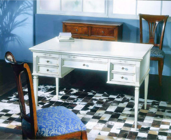 MOBILI-2G---SCRIVANIA-CLASSICA-IN-LEGNO-BIANCO-CONSUMATO-130x70x80