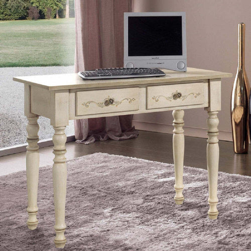 MOBILI-2G---SCRIVANIA-CLASSICA-SHABBY-LEGNO-AVORIO-E-VERDE-105X55X80
