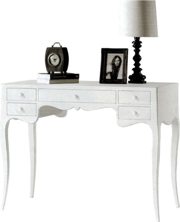 MOBILI-2G---Scrivania-classico-legno-massello-5-cassetti-bianco-102x50x80H