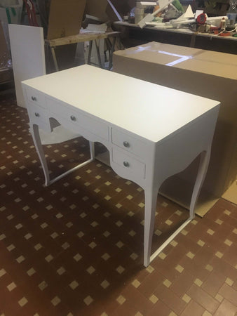MOBILI-2G---Scrivania-classico-legno-massello-5-cassetti-bianco-102x50x80H