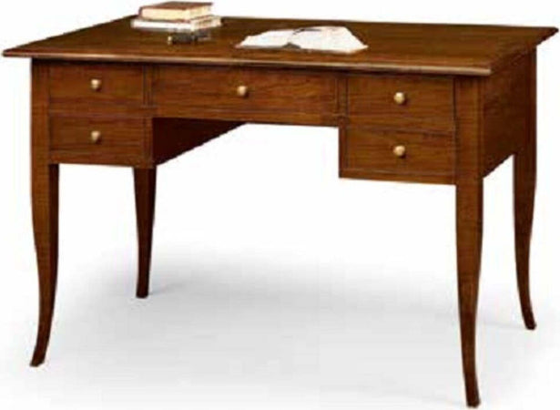 MOBILI-2G---SCRIVANIA-IN-LEGNO-ARTE-POVERA-5-CASSETTI-TINTA-NOCE-130x65x81