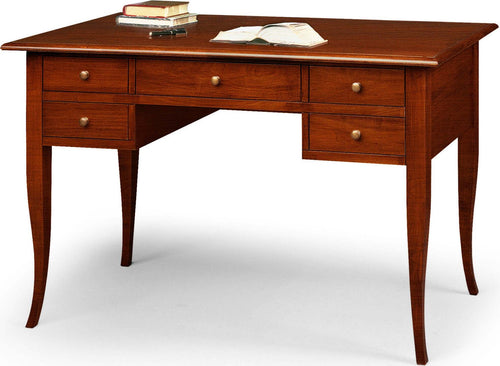 MOBILI-2G---SCRIVANIA-IN-LEGNO-ARTE-POVERA-5-CASSETTI-TINTA-NOCE-150x65X81