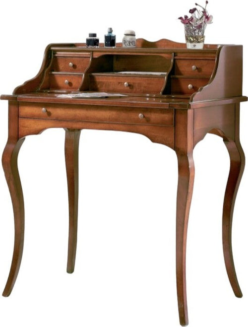 MOBILI-2G---SCRIVANIA-IN-LEGNO-ARTE-POVERA-6-CASSETTI-TINTA-NOCE-78x49x96