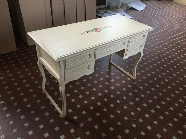 MOBILI-2G---SCRIVANIA-IN-LEGNO-AVORIO-PENNELLATO-CON-DECORI-L.130-P.60-H.79