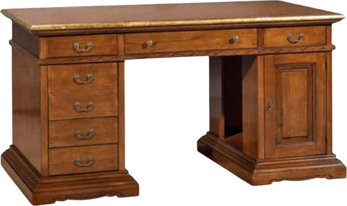 MOBILI-2G---SCRIVANIA-PORTA-PC-6-CASSETTI-LEGNO-BASSANO-PROFILO-FOGLIA-ORO-160X80X85