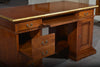 MOBILI-2G---SCRIVANIA-PORTA-PC-6-CASSETTI-LEGNO-BASSANO-PROFILO-FOGLIA-ORO-160X80X85